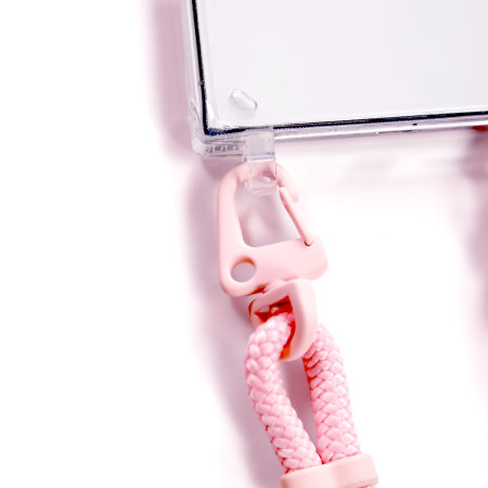 LoveCases Clear Case with Pink Adjustable Crossbody Lanyard - For Samsung Galaxy S24 Plus