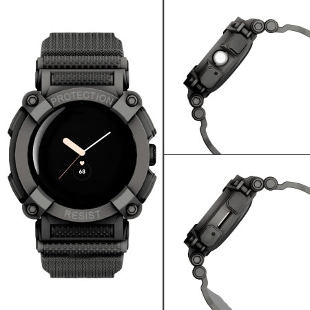 Olixar Black Rugged Sport Band with Integrated Case - For Google Pixel Watch 2