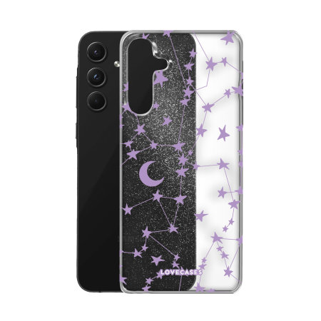 LoveCases Purple Stars & Moons Glitter Case - For Samsung Galaxy A25 5G