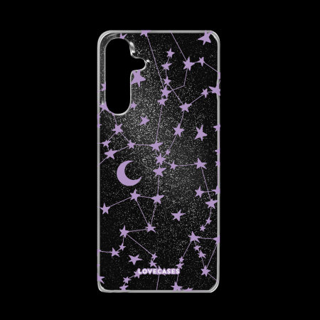 LoveCases Purple Stars & Moons Glitter Case - For Samsung Galaxy A25 5G