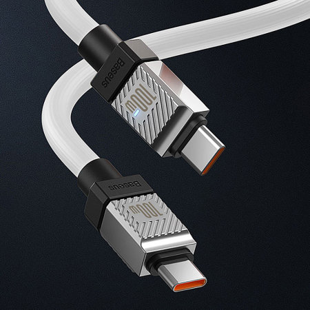 Baseus CoolPlay Double-Wrapped 100W USB-C to USB-C Fast Charge & Sync White Cable - 2m