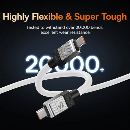 Baseus CoolPlay Double-Wrapped 100W USB-C to USB-C Fast Charge & Sync White Cable - 2m