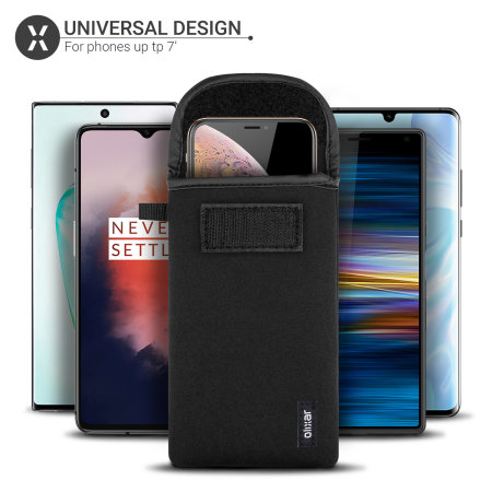 Olixar Black Shock and Impact Resistant Neoprene Pouch with Card Slot - For Samsung Galaxy A15