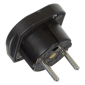 Portable UK to Euro Mains Adapter Travel Plug - Black