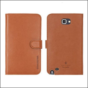 SGP Samsung Galaxy Note Leather Wallet Case Valentinus Series - Brown