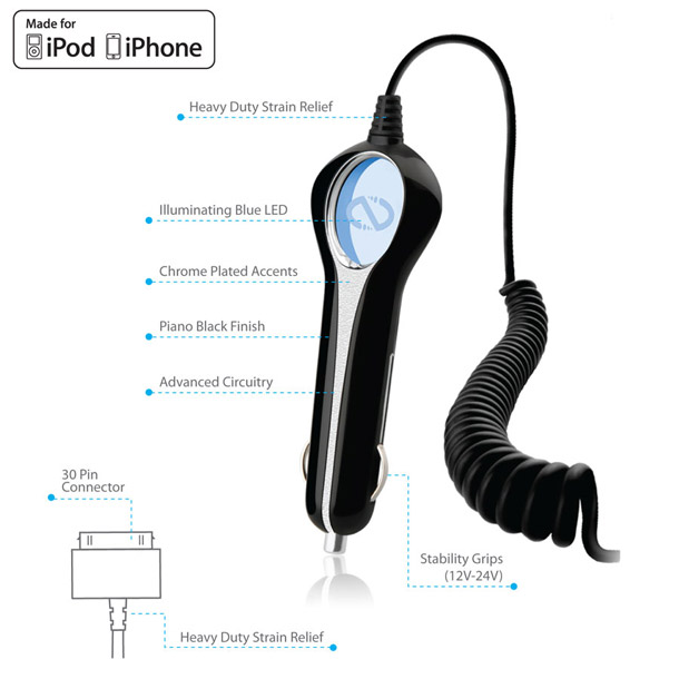 Naztech Phantom 1000mA Rapid Car Charger for iPhone / iPod