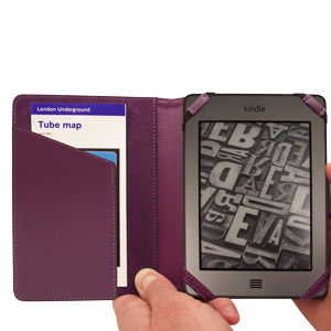 Housse Kindle Touch Leather Style and Light - Violet - poche de rangement intérieure