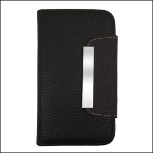 Leather Style Wallet Case for HTC One X - Black