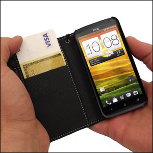 Housse HTC One X Wallet effet cuir - Noire - vue intérieure