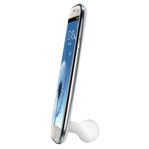 Pack accessoires Samsung Galaxy S3 Ultimate - Blanc - mini support de bureau vue de profil