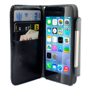 Leather Style Wallet Case for iPhone 5 - Black