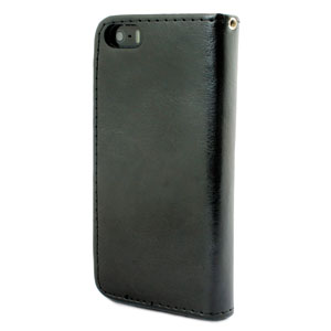 Leather Style Wallet Case for iPhone 5 - Black