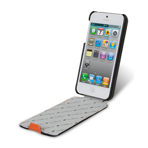 Melkco Leather Flip Case for iPhone 5 - Orange / Black
