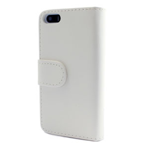 Adarga Leather Style Wallet Case for iPhone 5S / 5 - White