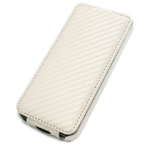 Slimline iPhone 5 Leather Style Flip Case - White