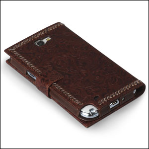 Zenus Italian Carved Diary Case for Samsung Galaxy Note - Brown