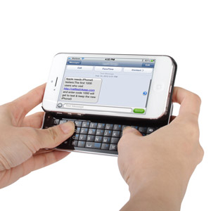 Ultra-Thin Wireless Sliding Keyboard Case for iPhone 5 - Black