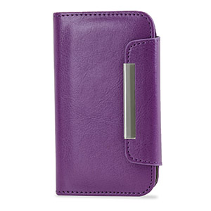 Leather Style Wallet Case for Samsung Galaxy S3 Mini - Purple