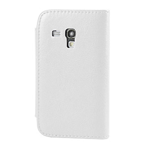 Leather Style Wallet Case for Samsung Galaxy S3 Mini - White