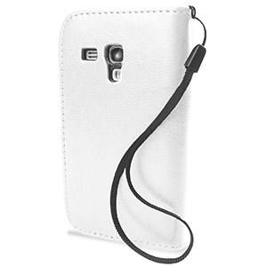 Leather Style Wallet Case for Samsung Galaxy S3 Mini - White