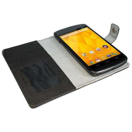 Housse Google Nexus 4 Portefeuille Style cuir - Noire