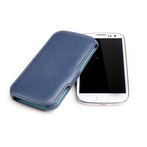 Rock Leather Style Flip and Stand Case for Samsung Galaxy S3 - Blue