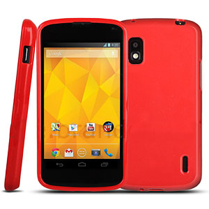 Coque en silicone Google Nexus 4 anti-poussière - Rouge1