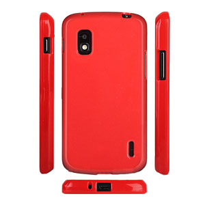  Dust Coating Silicone Case for Google Nexus 4 - Red