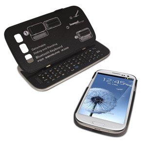 Wireless Sliding Keyboard and Case for Samsung Galaxy S3 - Black 