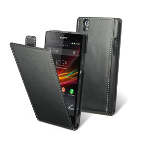 Slim Faux Leather Flip-Case for Sony Xperia Z - Black