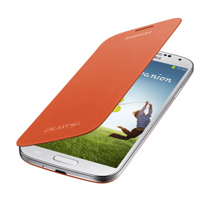Genuine Samsung Galaxy S4 Flip Cover - Orange - EF-FI950BOEGWW