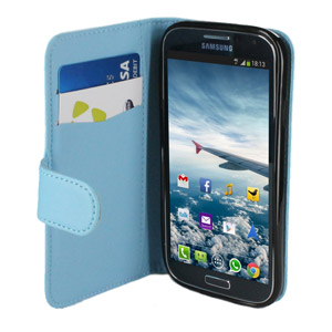  Leather Style Folio Case for Samsung Galaxy S4 - Egg Shell Blue