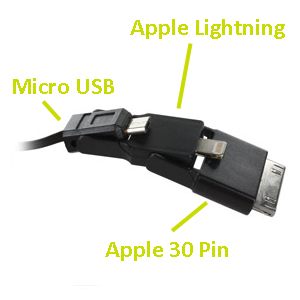 Câble de synchronisation et de charge OneCable pour Apple Lightning, Apple 30 Pin et Micro USB1