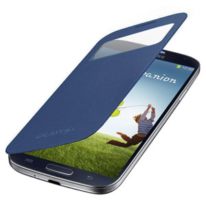 Genuine Samsung Galaxy S4 S-View Premium Cover Case - Blue