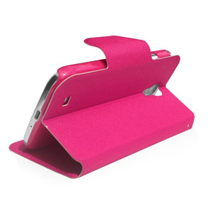 Leather Style Sneak Peak Flip Case for Samsung Galaxy S4 - Pink