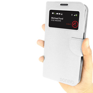Sonivo Sneak Peek Flip Case for Samsung Galaxy Mega 6.3 - White