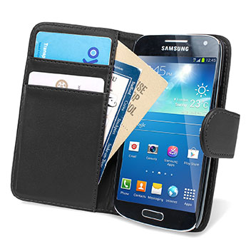 Funda Samsung Galaxy S4 Mini con Tapa Estilo Cartera - Negra