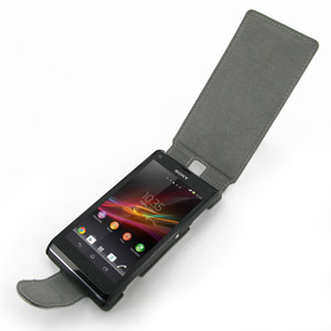 PDair Leather Ultra Thin Flip Case for Sony Xperia L - White