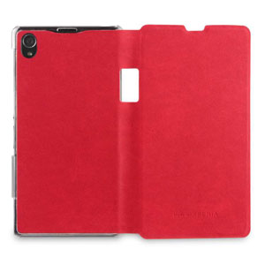 Funda Sony Xperia Z1 estilo libro con ranura para tarjetas - Roja