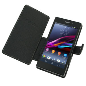 PDair Horizontal Leather Book Type Case for Sony Xperia Z1 - Black