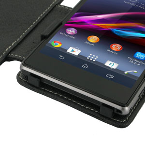PDair Horizontal Leather Book Type Case for Sony Xperia Z1 - Black