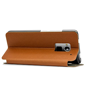 Verticle Flip Book-Style Case for HTC One Max - Brown