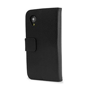 Leather Style Wallet Stand Case for Google Nexus 5 - Black