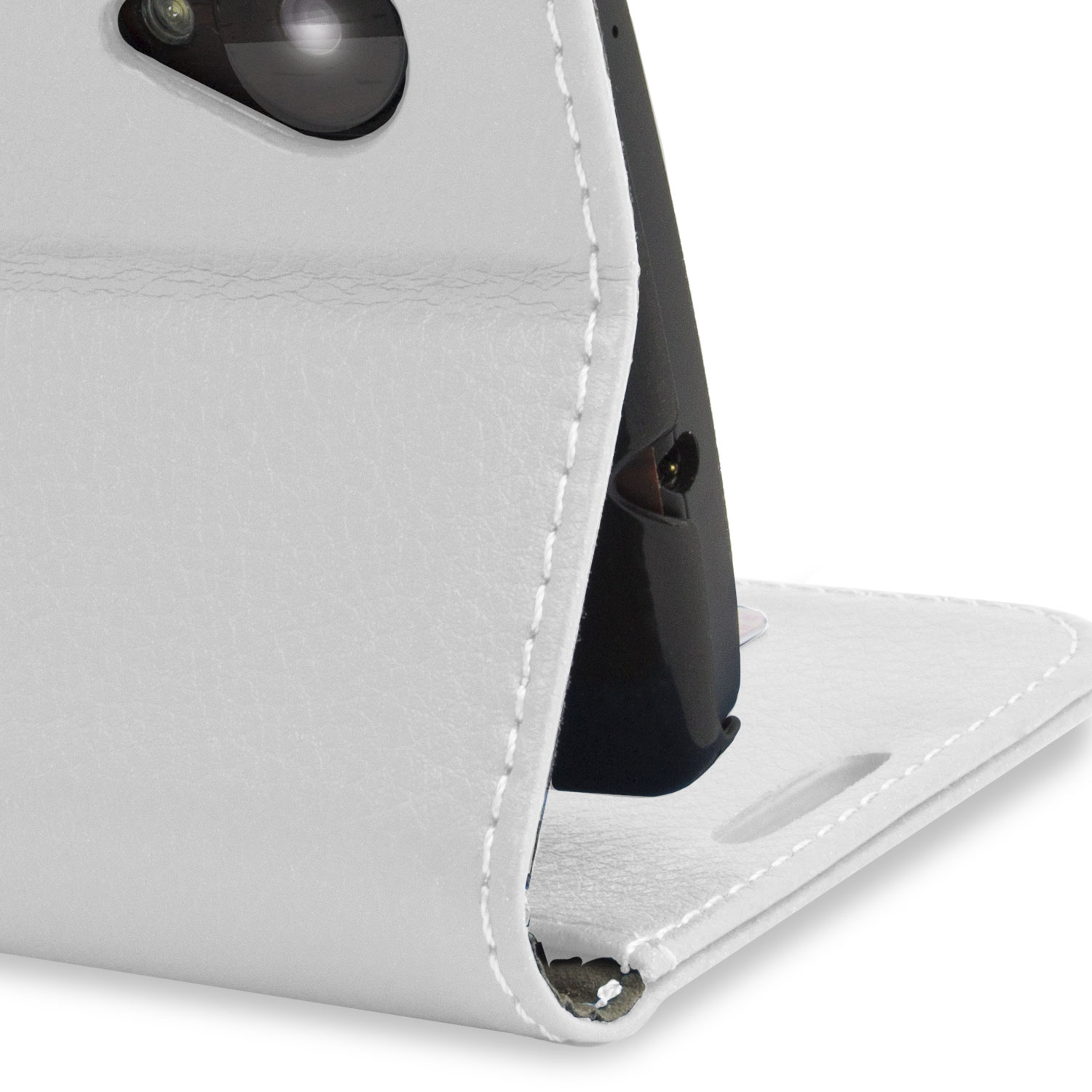 Leather Style Wallet Stand Case for Google Nexus 5 - White