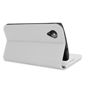 Leather Style Wallet Stand Case for Google Nexus 5 - White