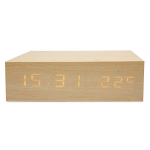 Qi-Tone Alarm Clock Bluetooth Speaker - Light Wood