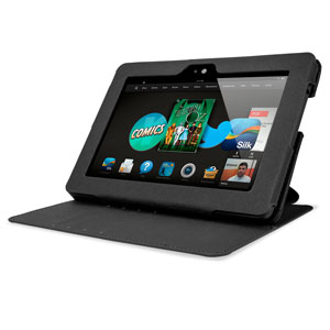 Folio Leather Style Stand Case for Kindle Fire HDX 7 - Black