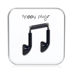 Happy Plugs EarBud Earphones with Hands Free Microphone - Black