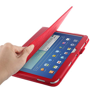 Leather Style Folio Case with Stand for Galaxy Tab 3 10.1 - Red