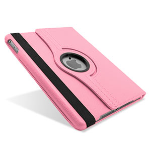Rotating Leather Style Stand Case for iPad Air - Pink